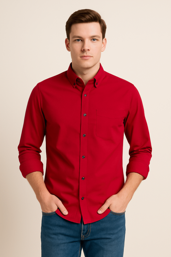 ALMINE solid red shirt for men