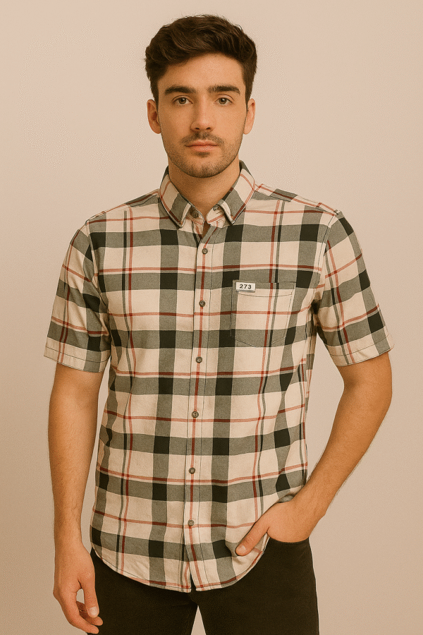 N INDIA trendy half checked shirt for men