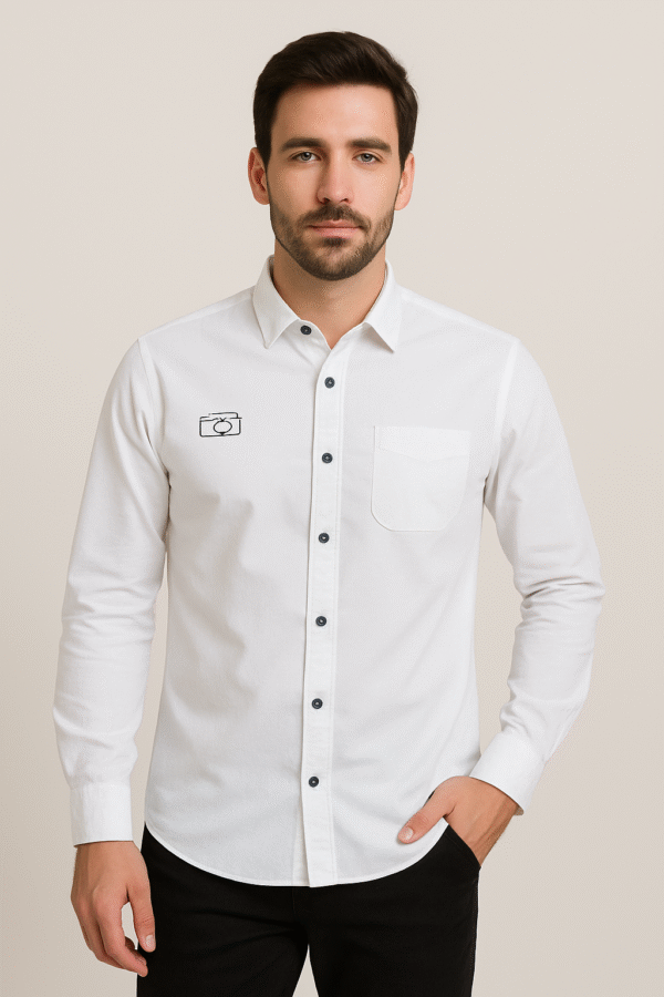 ALMINE Solid white shirt for men