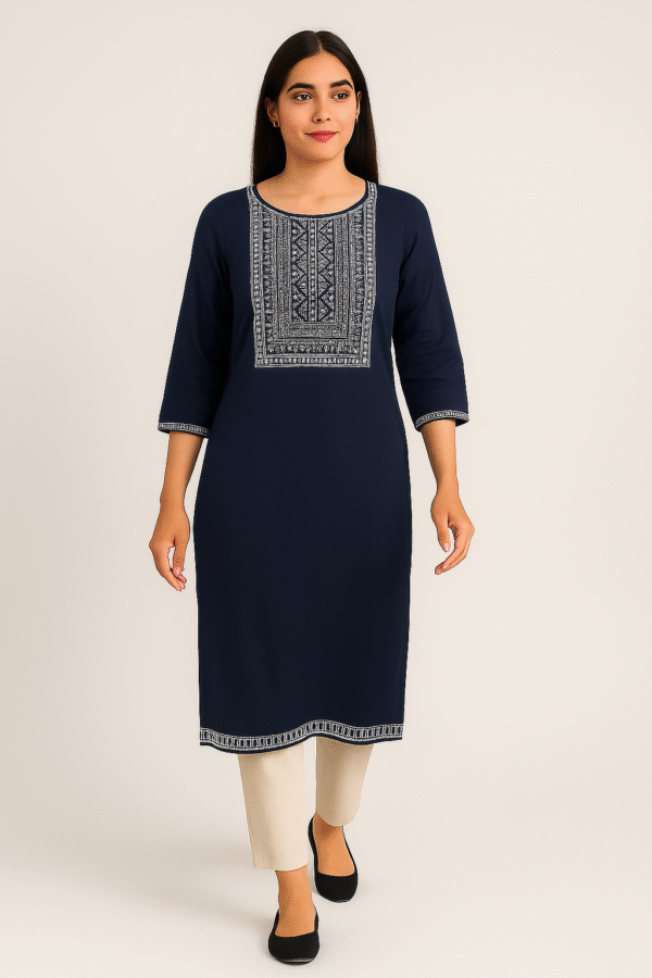 lizza navy blue long kurti for women