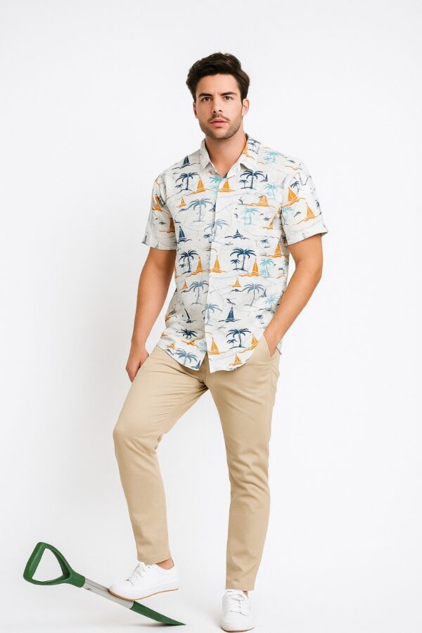basics cotton blend half shirt for men
