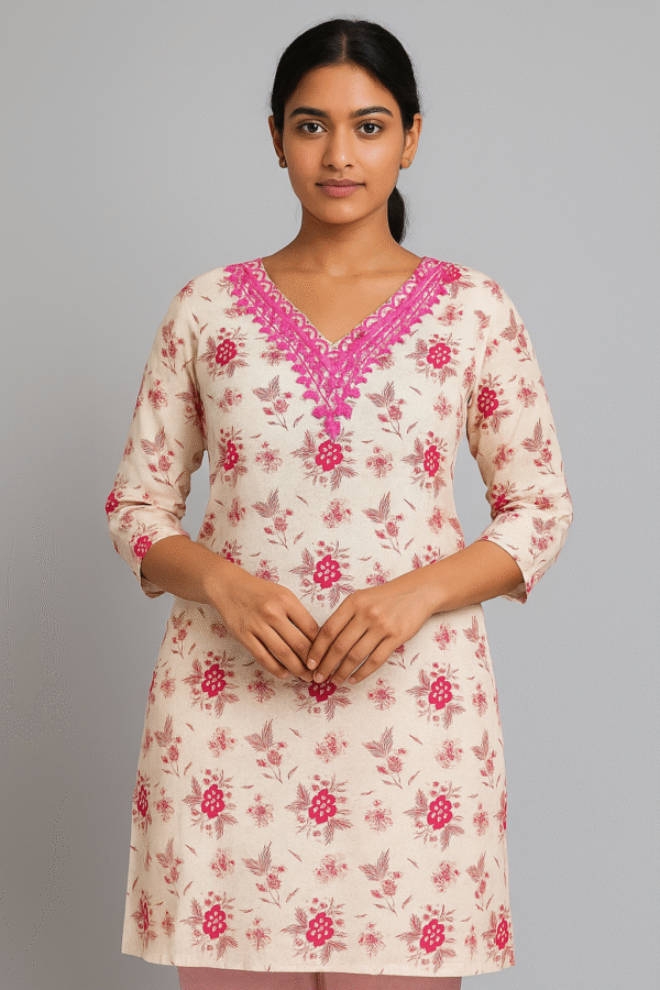 Flower print kurti for women