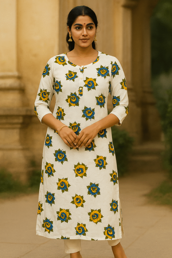 Flower printed kurti for women