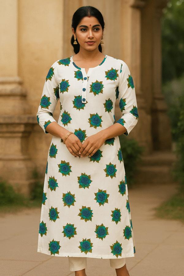 Flower print kurti for women