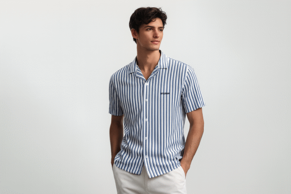 strip line half shirt for men