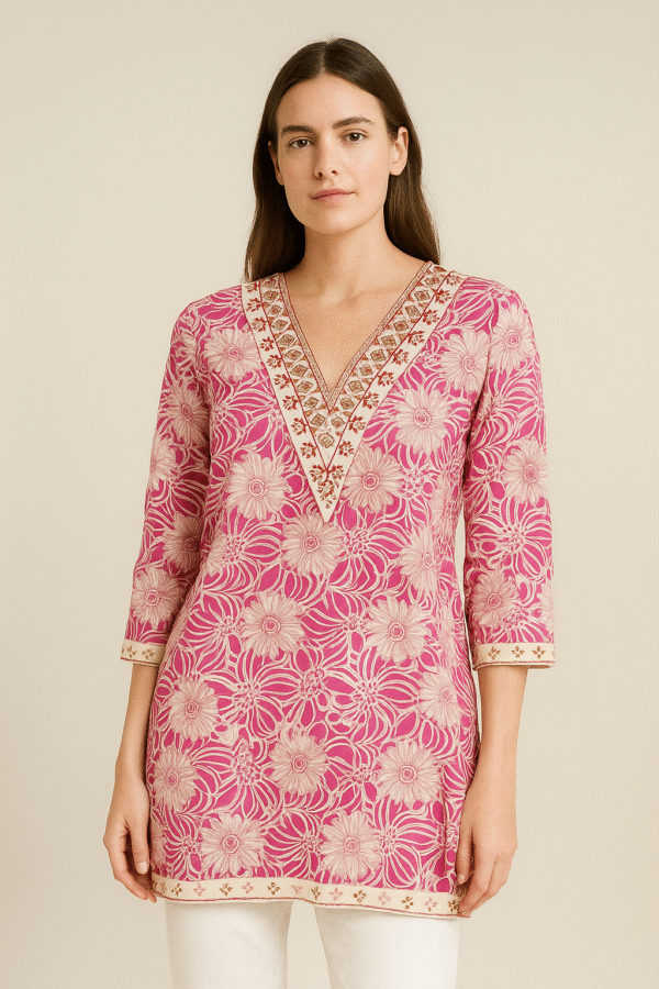 V neck short kurti for women