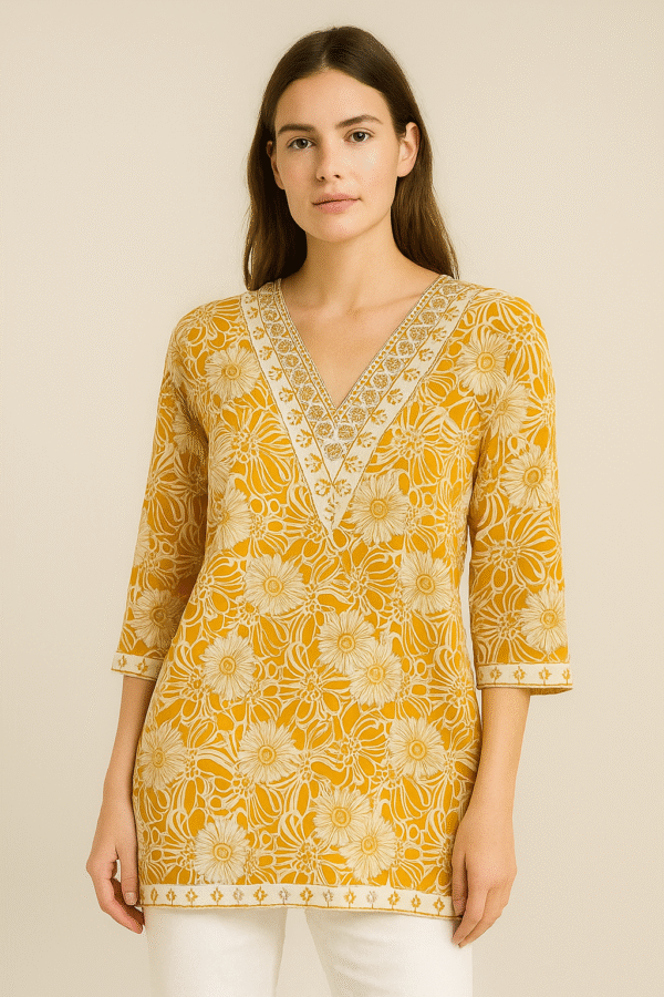 V neck short kurti for women